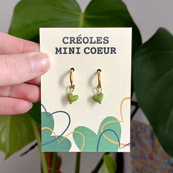 Boucle d’oreille Créole Mini Coeur - Fait main - idée cadeau - Fête des Mères