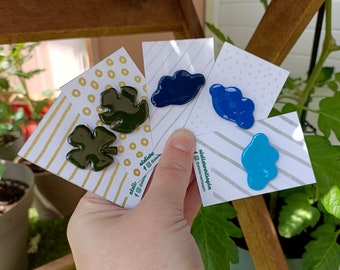 Leaf and Clover Cloud Brooches - Handmade Pins - Mother's Day Gift Idea