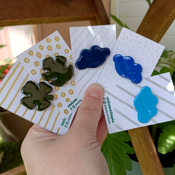 Broches Nuage Feuille et Trèfle - Pins fait main - Idée cadeau fête des mères