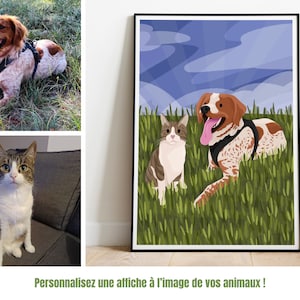 Affiche personnalisée à limage de votre animal Illustration personnalisée idée cadeau image 1