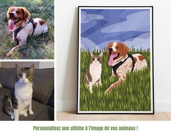 Personalisiertes Poster mit dem Bild Ihres Tieres - Personalisierte Illustration - Geschenkidee