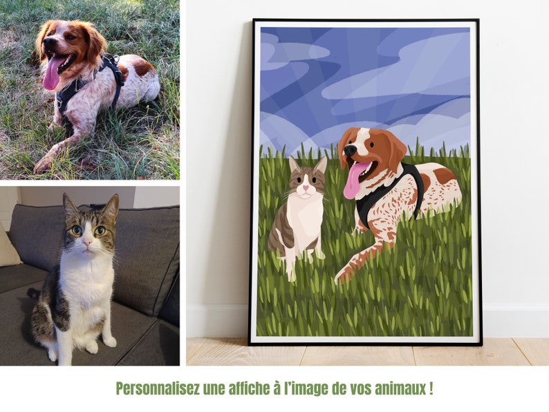 Affiche personnalisée à limage de votre animal Illustration personnalisée idée cadeau image 1
