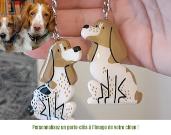 Porte Clés personnalisé à l’image de votre chien - Porte clef chien fait main - idée cadeau