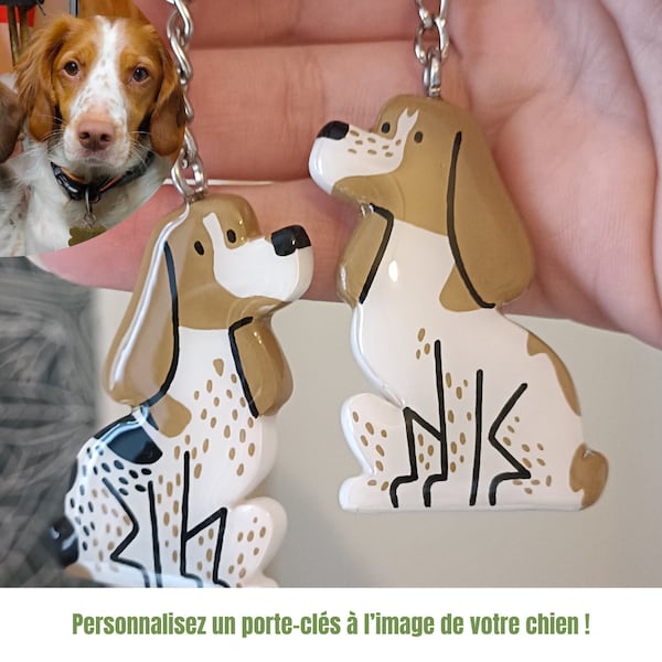 Porte Clés personnalisé à l’image de votre chien - Porte clef chien fait main - idée cadeau