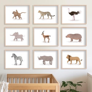 Safari Animal Art Print Set: Whimsical Nursery Decor