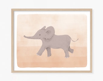 Safari Nursery Prints, Elephant Art, Children's Art Print,  Baby Shower Gift, Baby Animal Art, Gender Neutral Art, Cute Elephant Art