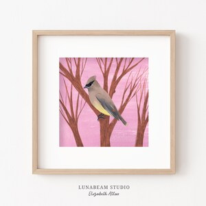 Cedar Waxwing Art Print: Quirky Bird Home Decor