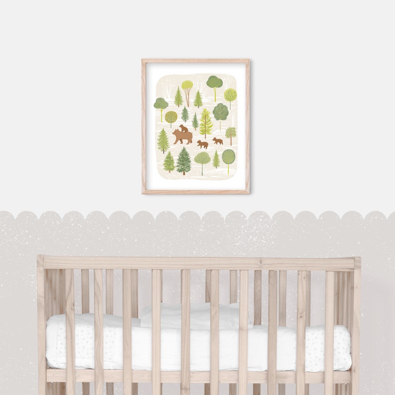 Kids Bear Art Print Woodland Animals Nature Forest Poster - Etsy