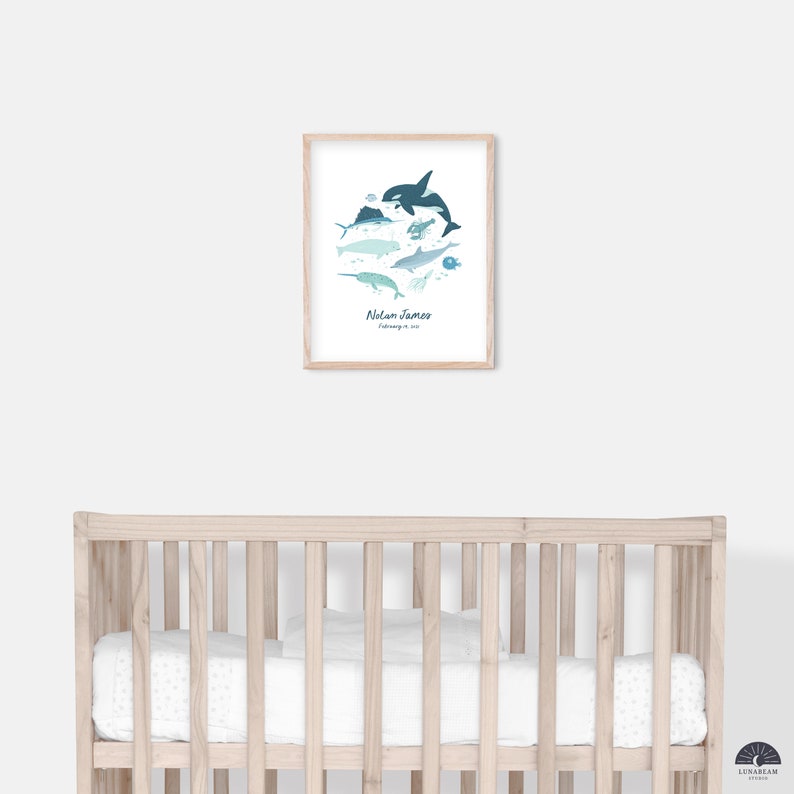 Personalized Ocean Theme Nursery Art Print Customizable Baby Etsy