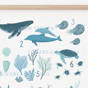 Ocean Alphabet Set of 2 Beach Alphabet Poster, Sea Creatures, Blue Ocean Theme, Nautical Nursery Decor, Beach Nursery Decor, Playroom Art image 5
