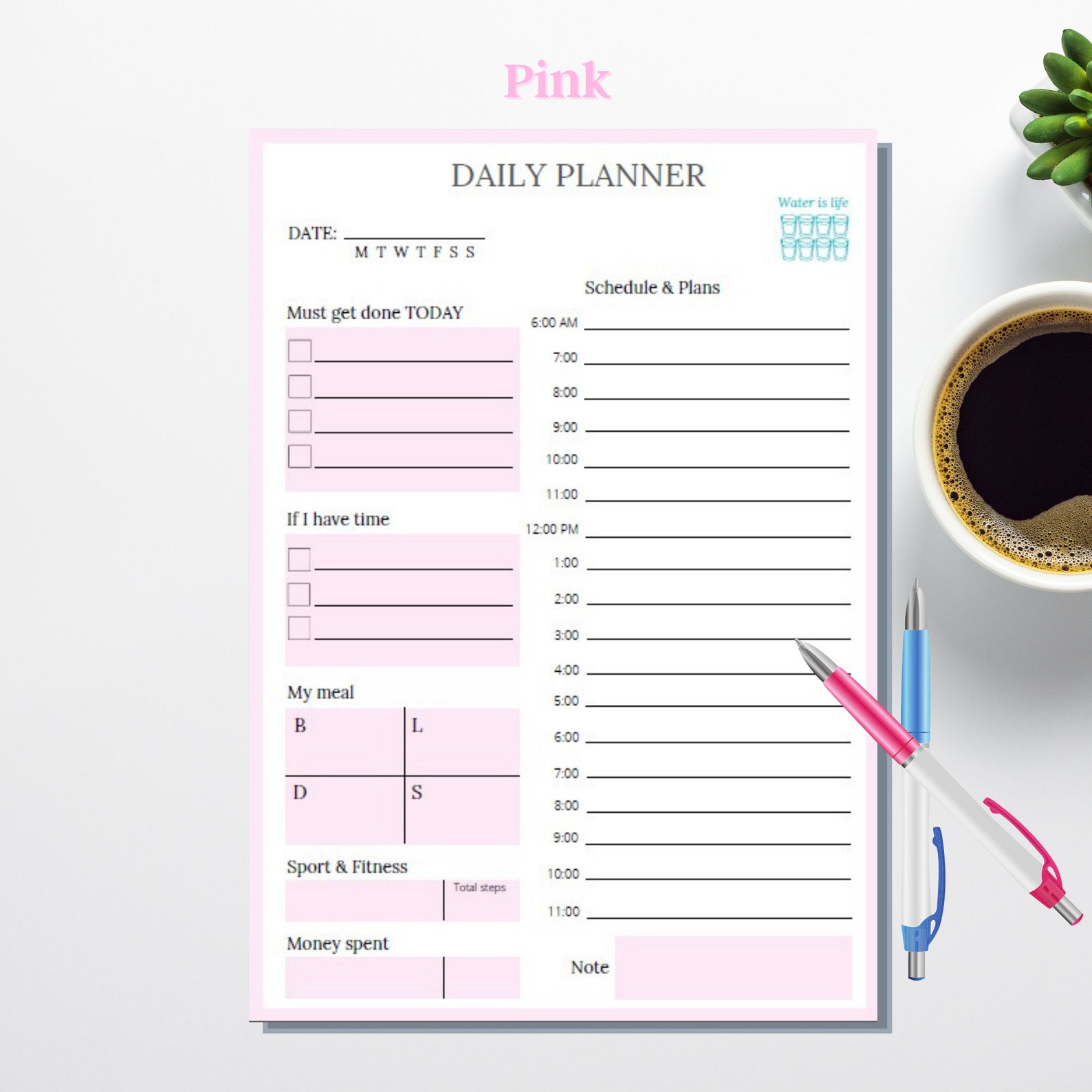 2021 Daily Planner Printable Fillable PDF Planner Digital Etsy