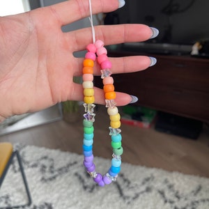 Rainbow beads phone strap loop
