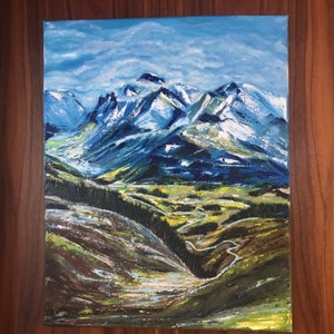 Sayan Mountains Oil Painting-Original Landscape-Nature Oil Painting-Snow Mountain Painting-Nature Wall Art