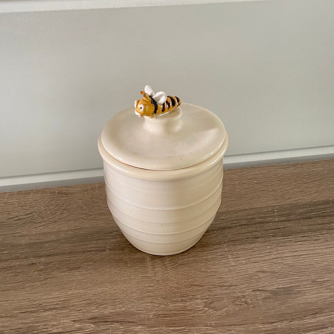 Ceramic Honeybee Jar Honey Jar Sugar Jar Creamy White Home Etsy