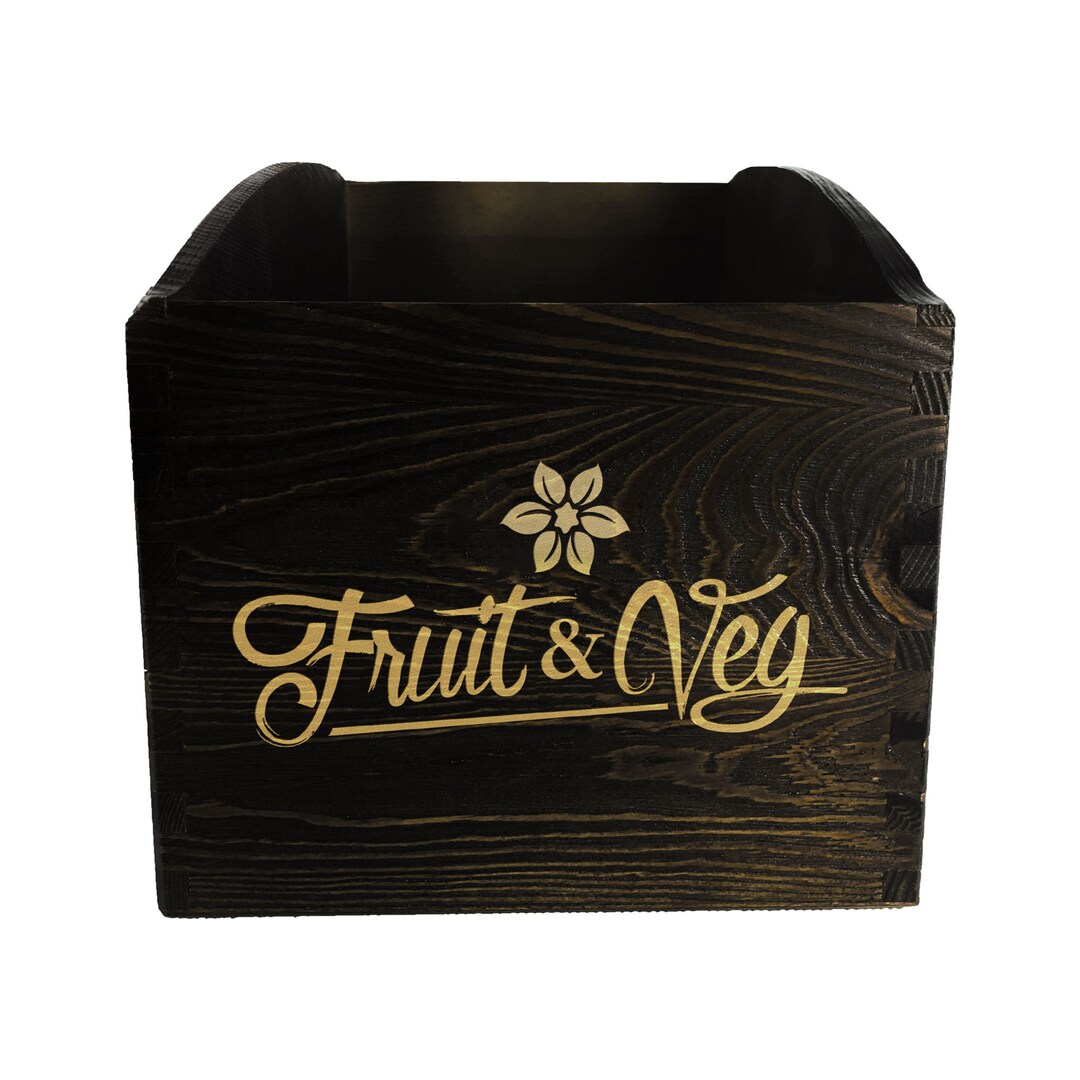 Vintage Black Wooden Kitchen Box Etsy Italia