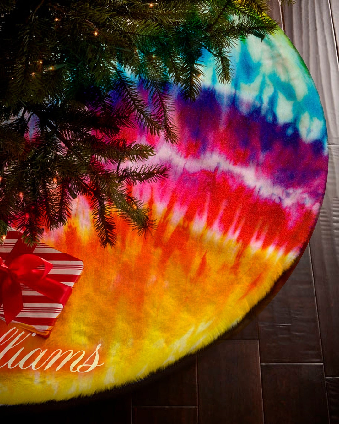 Rainbow Color Christmas Tree Skirts Tie Dye Christmas Tree Etsy