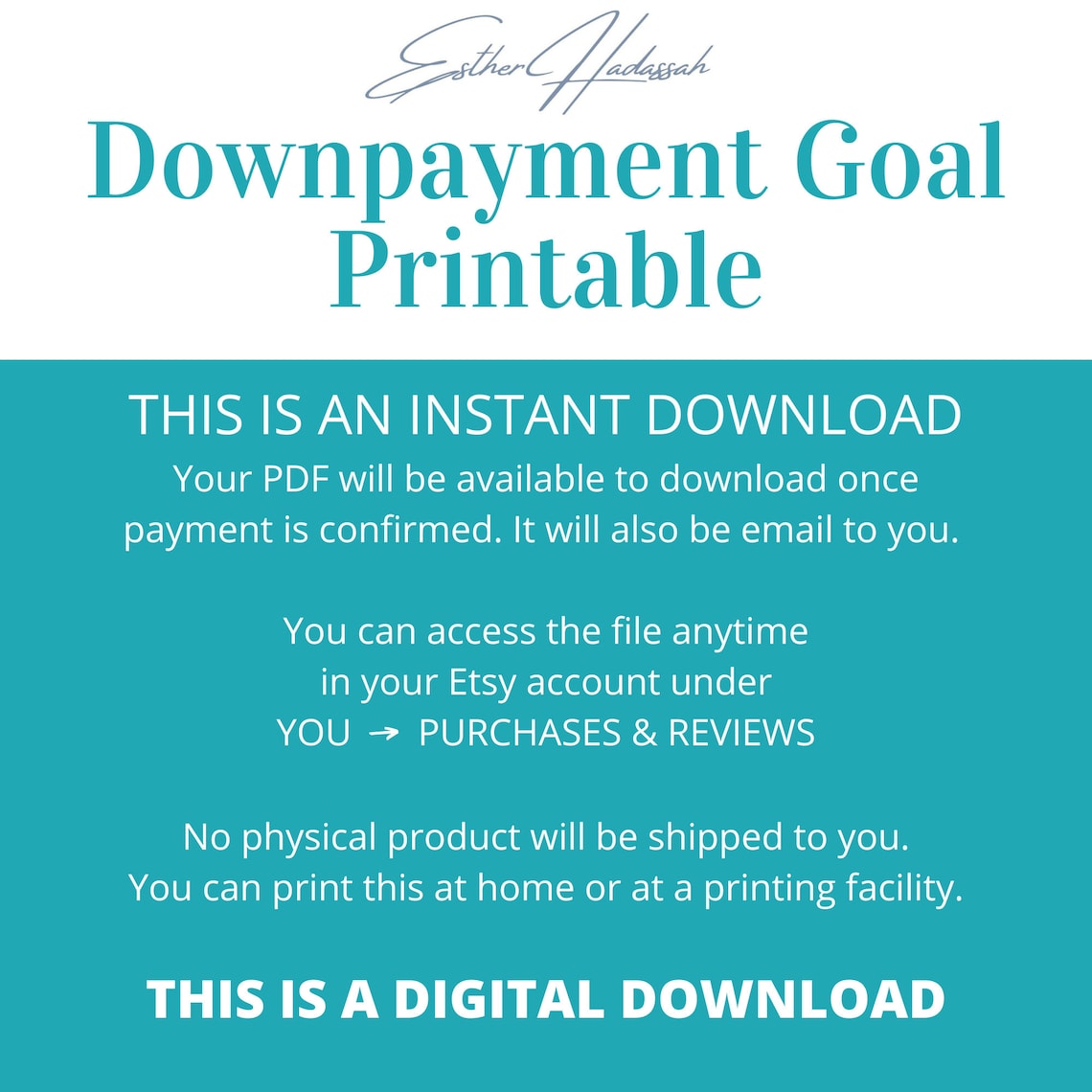 Down Payment Savings Tracker Printable Worksheet for House  Etsy