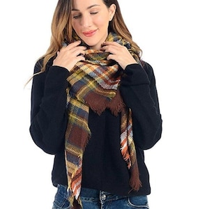 Over sized plaid scarf shawl