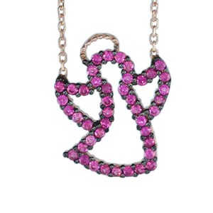 Ruby Angel Pendant Necklace: Rose Gold 925 Sterling Silver Guardian Jewelry