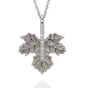 Maple Leaf Pendant Necklace – Sterling Silver Nature Jewelry – Autumn Leaf Necklace – Elegant Fall Gift for Women