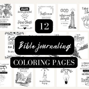 Páginas de diario bíblico | 12 hojas para colorear de versículos bíblicos imprimibles (A4/carta estadounidense) | dibujos de la biblia para colorear | Libro de colores de fe |