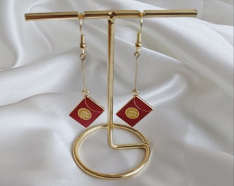 Chinese Red Envelope Earrings/Lucky Chinese Red Envelope Earrings/Red Pockets Earrings/Lunar New Year Earrings/Chinese New Year Earrings