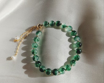 Green phantom Ghost Quartz Bracelet Crystal Healing Irregular Stone