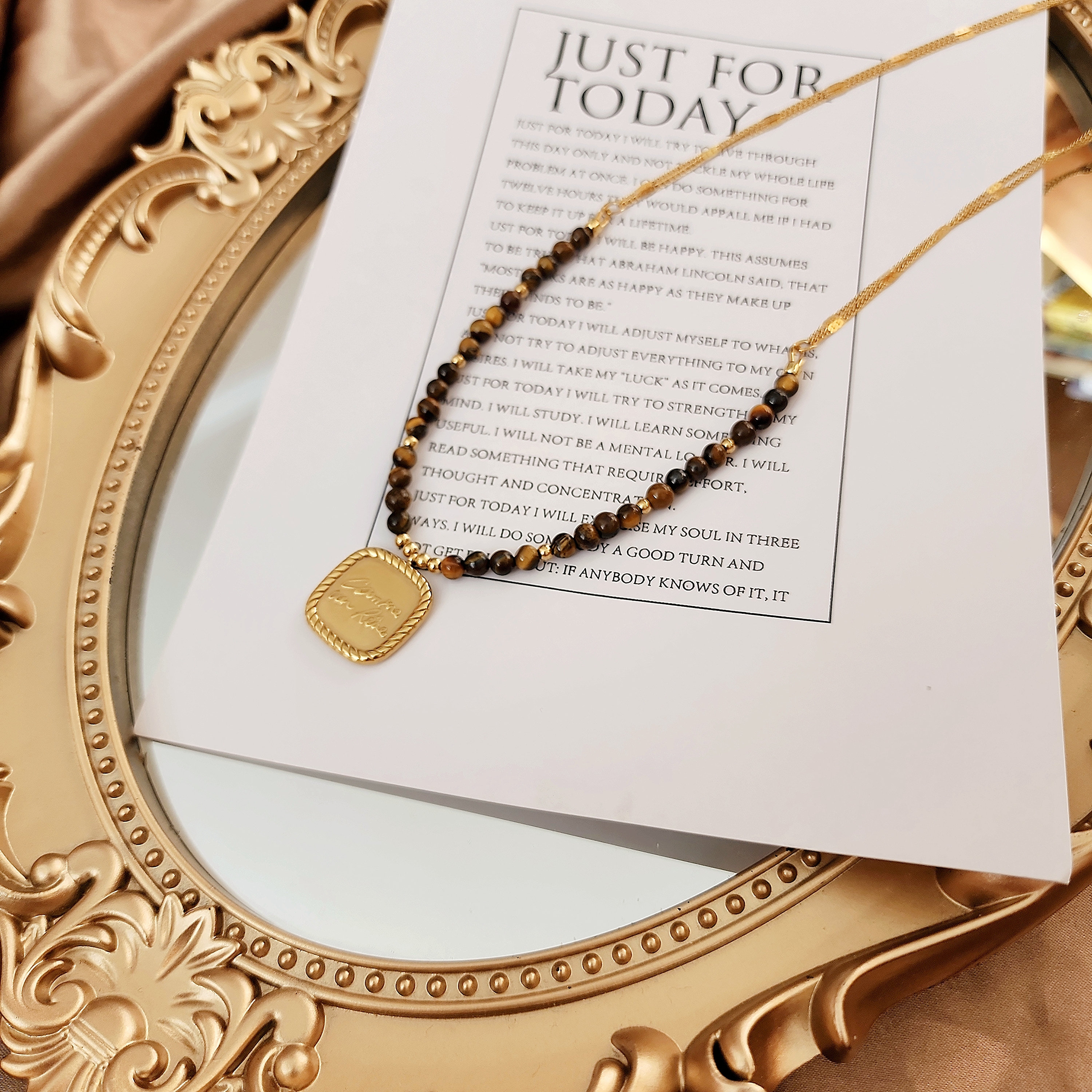 Tiger eye bead necklace, long gemstone necklace, tiger eye and chain necklace, earth tone necklace, golden brown stone necklace
