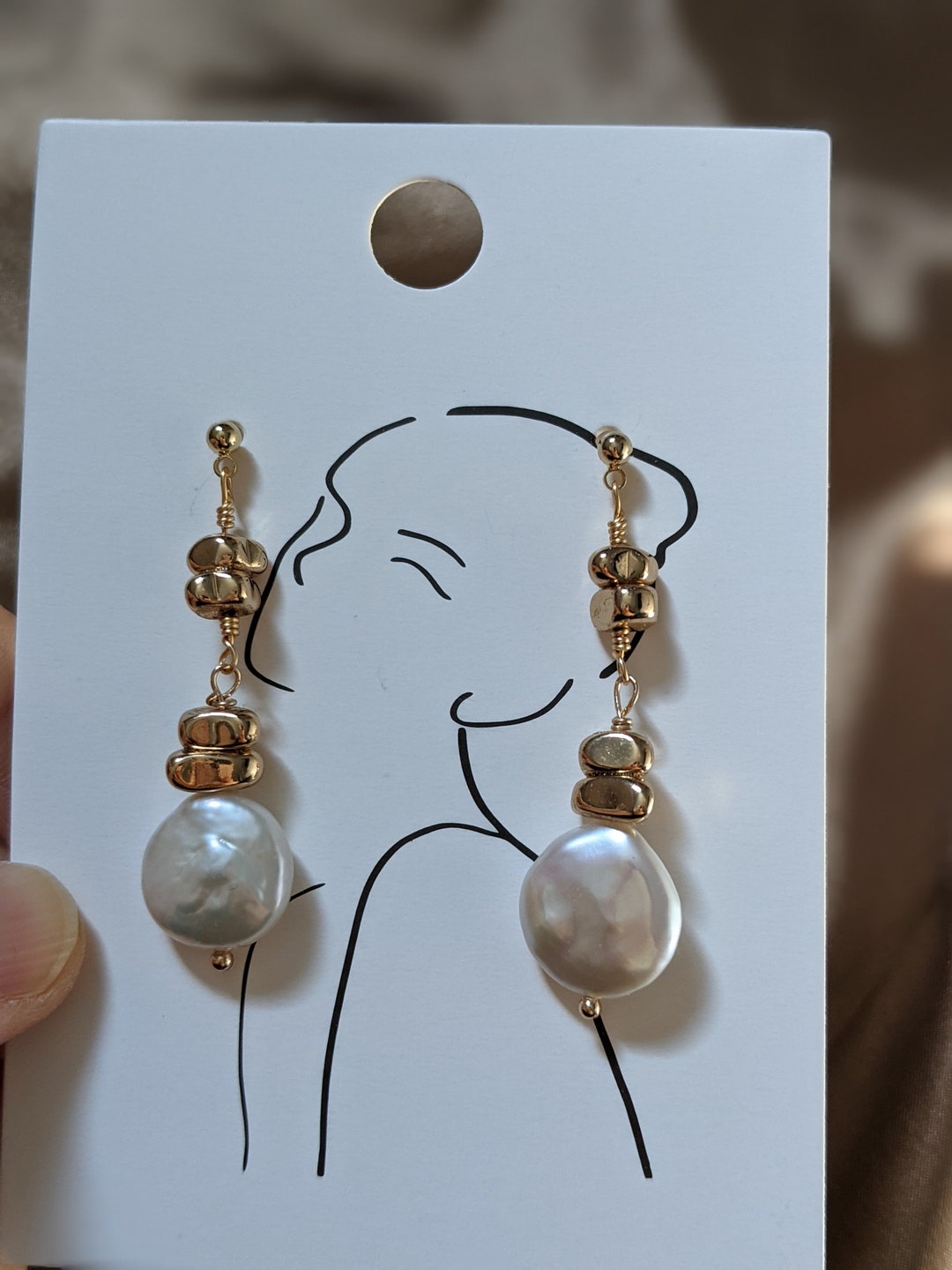 Boucles D'oreilles Dormeuses En Argent Sterling Avec Perles Baroques D'eau Douce - Modèle #1511