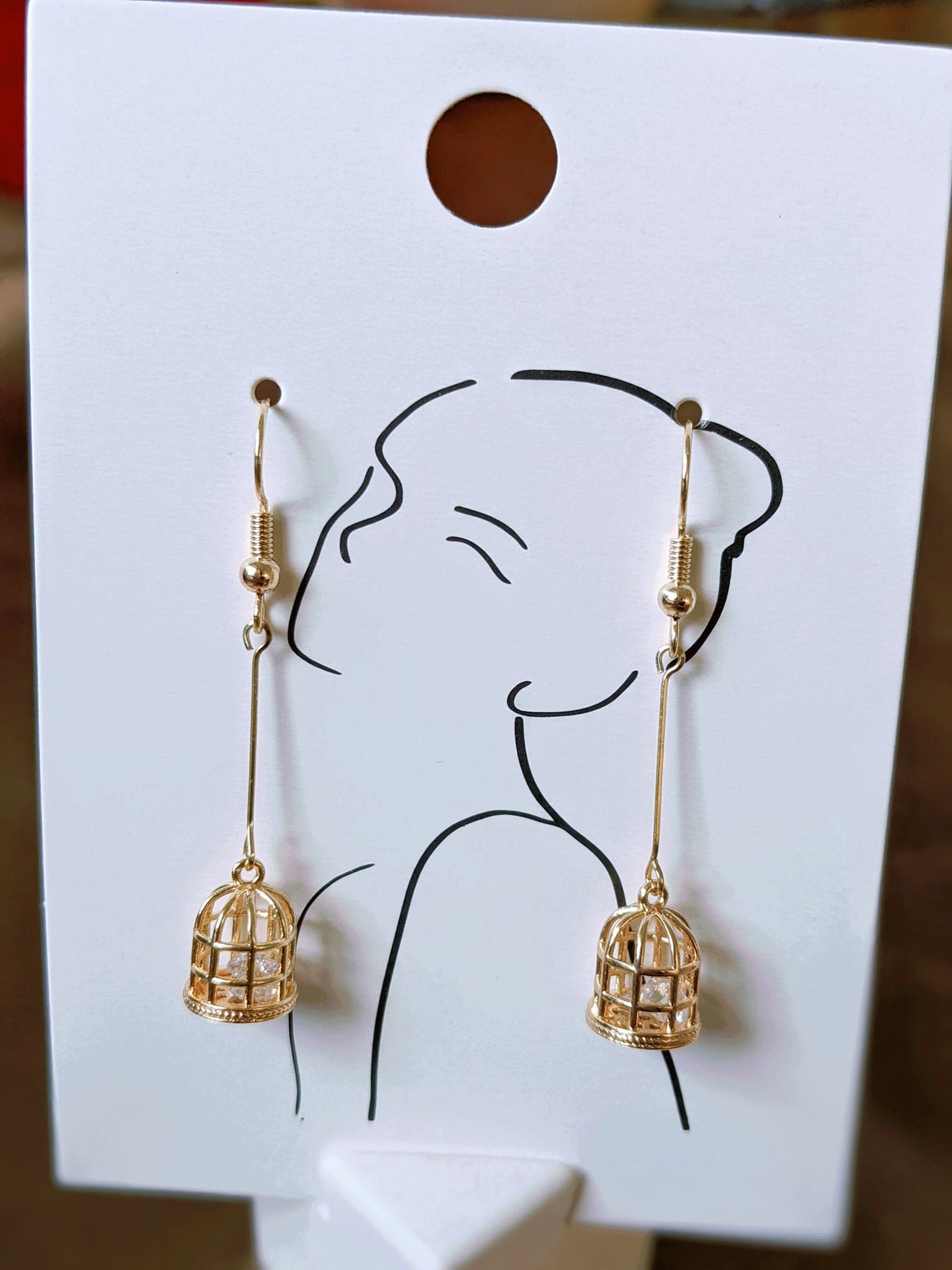 Golden Bird Cage Earrings/bird Lover Gift/bird Cage Dangle Etsy