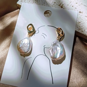 Big freshwater baroque pearl earrings/textured baroque pearl dangle earrings/Statement pearl earrings/Modern pearl earrings