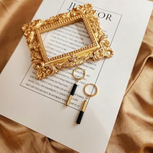 Asymmetric Earrings: Black Onyx and Gold Stainless Steel - Lightweight