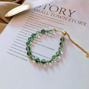 Green Phantom Quartz Bracelet - Adjustable with 18k Titanium Steel Chain