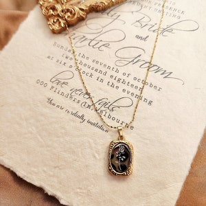 Gold Rose Tag Necklace on 316L Titanium Steel Chain