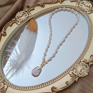 Freshwater baroque pearl necklace with a purple baroque pearl pendant, Edison pearl choker, Freshwater pearl choker, mother&#39;s day gift