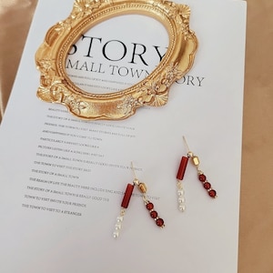 Red carnelian earrings, Red gemstone earrings, Minimalist earrings, Carnelian jewelry, Gemstone earrings, one of a kind, New Year earrings