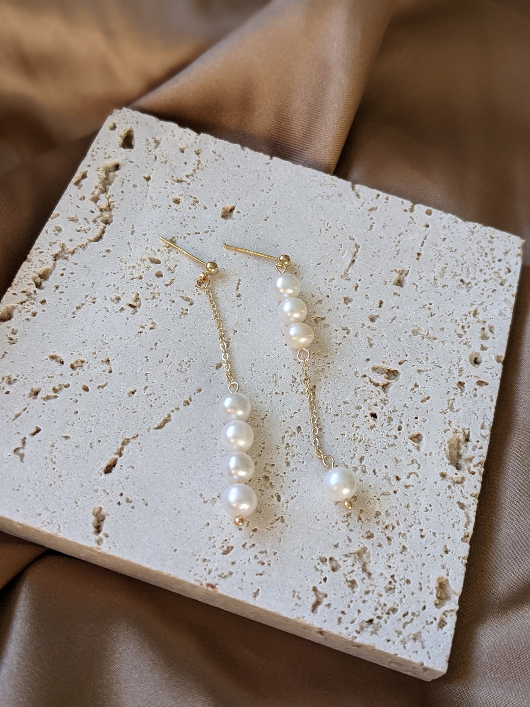 Asymmetrical Pearl Earrings/freshwater Pearl Dangle Earrings/long ...