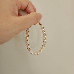 Dainty Freshwater Pearl Bracelet: 14k Gold Accents, Stackable