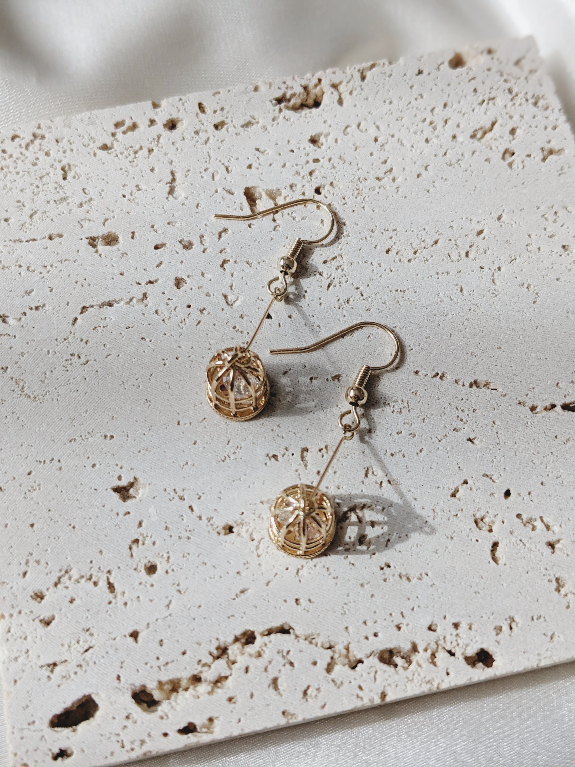 Golden Bird Cage Earrings/bird Lover Gift/bird Cage Dangle Etsy