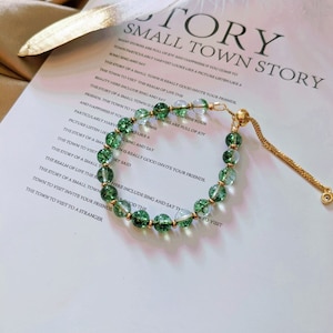 Green phantom quartz bracelet, green phantom quartz, Adjustable green gemstone bracelet, Gemstone bracelet, Quartz bracelet