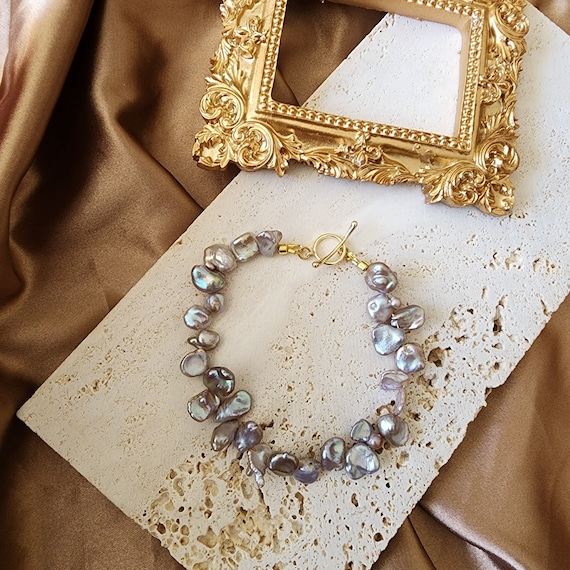 Keshi Pearl Bracelet/cornflake Pearl Bracelet/white Pearl Keshi Pearl Bracelet/cornflake Pearl Bracelet/white Pearl
