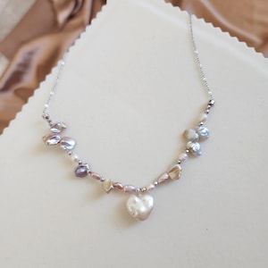 ☆ENGBROX☆ silver925 clara pearl necklace EBNL22005 Genuine Heart Baroque Pearl Pendant Necklace in Sterling