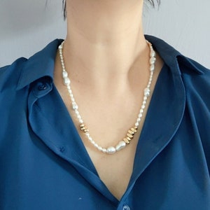 Natural baroque freshwater pearl necklace/Keshi pearl necklace/Genuine baroque pearl jewelry/Necklace one of a kind/Gift for her