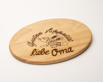 Breakfast board with name oval 25 x 17 cm "Bon Appetit" with desired lettering