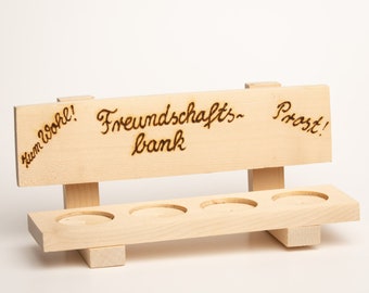 Schnapps bench made of maple wood for 4 pins with desired engraving