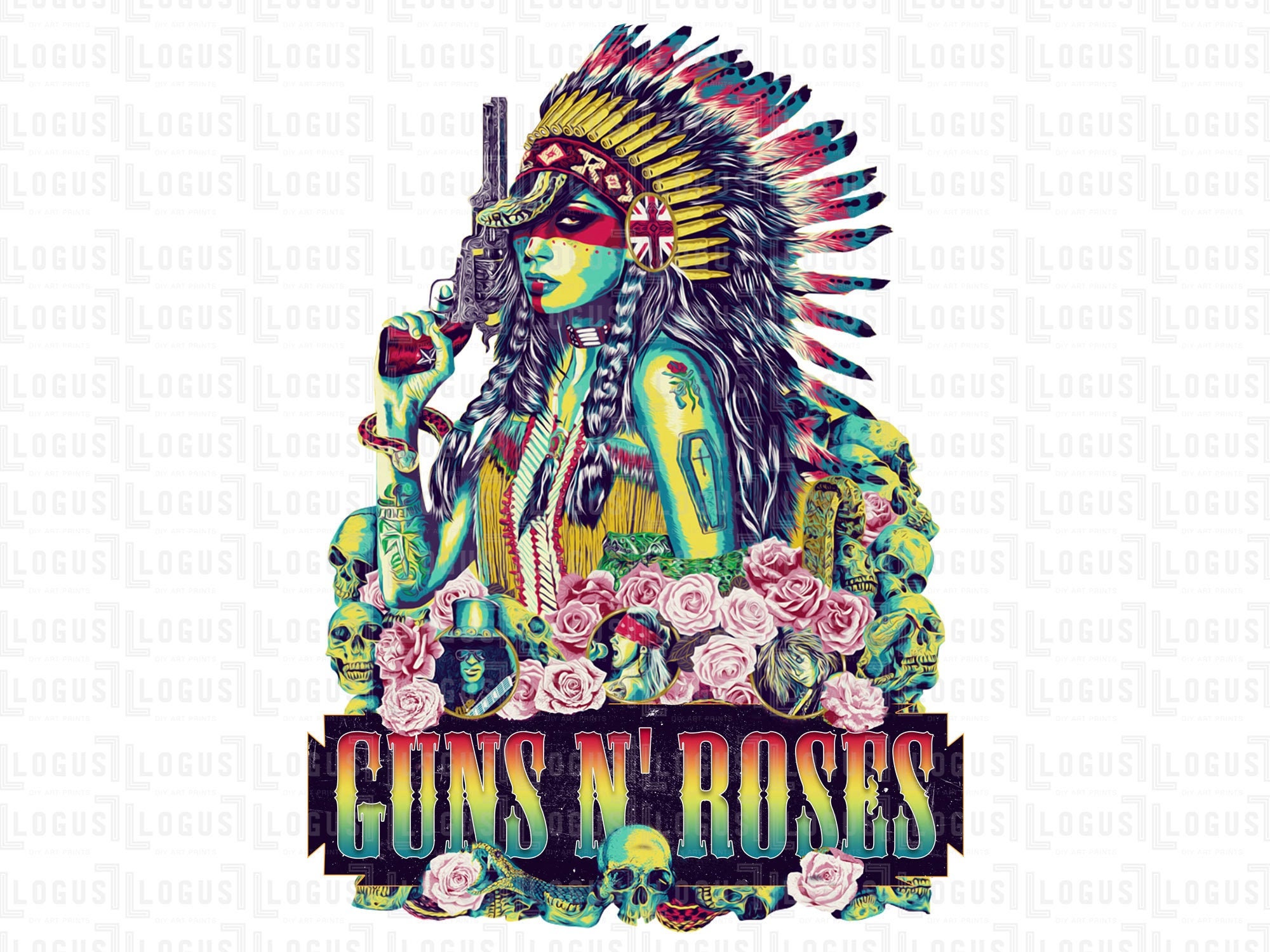 Guns N Roses Design PNG SVG File Indian Headdress Design | Etsy