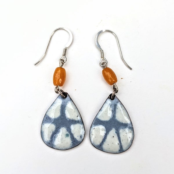 enamel grey handmade earrings