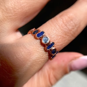 Blue kyanite handmade ring | kyanite full eternity ring | eternity wedding band | personalised gift | raw gemstones jewelry