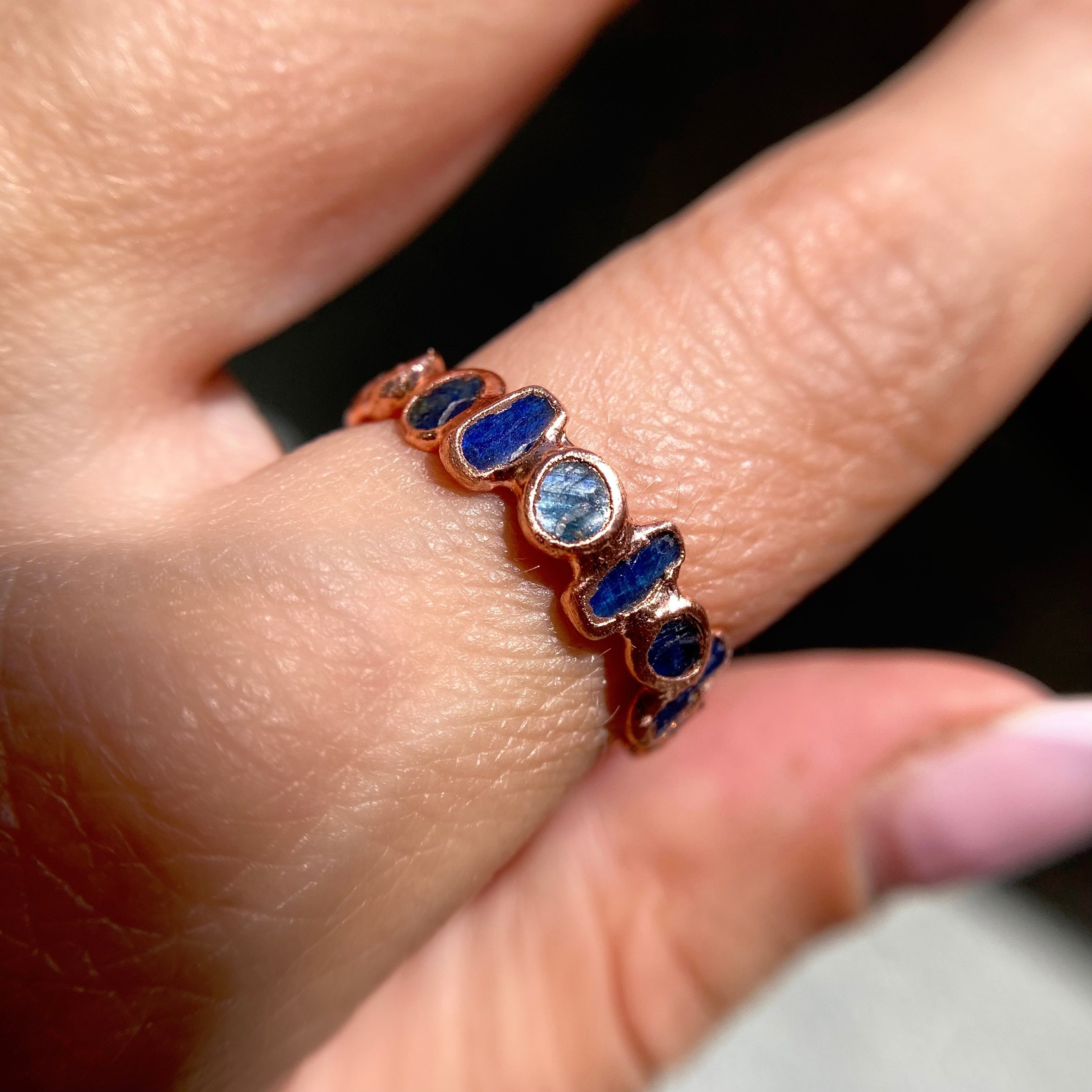Blue kyanite handmade ring | kyanite full eternity ring | eternity wedding band | personalised gift | raw gemstones jewelry