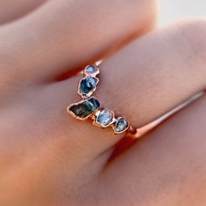 Moss agate handmade ring for her alternative engagement ring wedding band for women gemstone chevron v shape statement ring minimalist image 4